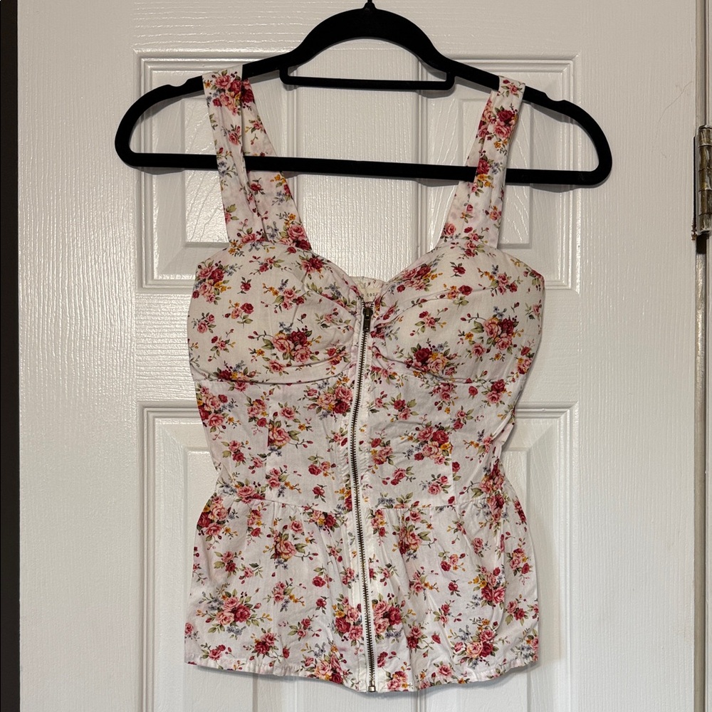 Mind Code Y2K Floral Zip-Up Women's Top